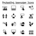 Protesting Teenager icon set vector illustration graphic design