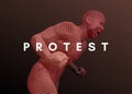 Protestor. Angry man shouting. 3D model of man. Vector illustration