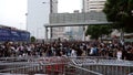 Protestor behind the barrier - Umbrella Revolution in Central, Hong Kong