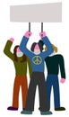 Protestors , activists, social movement participants. Stop war. Pacific concept. Vector isolated illustration.