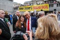 Protestors at an anti-Trump rally in London Royalty Free Stock Photo