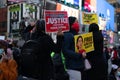 Protestors Holding Signs at Times Square in New York City during a Myanmar Protest against the Military Coup