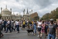 Protestors walk past brighton pavillion in anti coup protest march Royalty Free Stock Photo