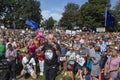 Protestors walk past brighton pavillion in anti coup protest march Royalty Free Stock Photo