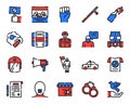 Protests items color linear icons set