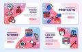 Protests items color linear icons set