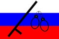 Protests in Russia. Police state in Russia. Illustration of