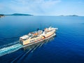 Proteus Ferry boat from Anes company leaving Alonissos port on the route to Skopelos Skiathos Volos in Sporades, Greece Royalty Free Stock Photo