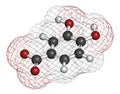 Protocatechuic acid PCA green tea antioxidant molecule. 3D rendering. Atoms are represented as spheres with conventional color.