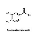 Protocatechuic acid PCA green tea antioxidant molecule. Skeletal formula on white background