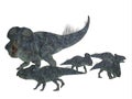 Protoceratops Mother with Offspring Royalty Free Stock Photo