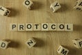 Protocol word from wooden blocks