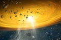 Protoplanetary disk of gas and dust, orbiting a newly formed star Royalty Free Stock Photo