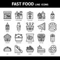 fast food line icons. Royalty Free Stock Photo