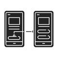 Prototype black glyph icon. Working example through which a new model or a new version of an existing product can be derived.