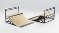 Prototype of half pipe skateboard ramp. 3d illustration Royalty Free Stock Photo