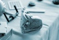 Prototype human heart section printed 3D printer object created on a 3D printer Royalty Free Stock Photo