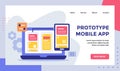 Prototype mobile app wireframe on monitor laptop smartphone campaign for web website home homepage landing page template