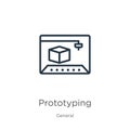 Prototyping icon. Thin linear prototyping outline icon isolated on white background from general collection. Line vector