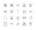 Prototyping methodology line icons collection. Iteration, Prototype, Testing, Design, Conceptualization, Modeling