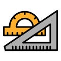 Protractor angle ruler icon, outline style