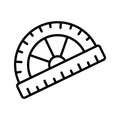 Geometry, measurement, and math class, outline icon of protractor Royalty Free Stock Photo