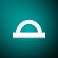 Protractor grid for measuring degrees icon isolated on green background. Tilt angle meter. Measuring tool. Geometric