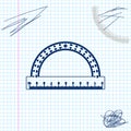 Protractor grid for measuring degrees line sketch icon isolated on white background. Tilt angle meter. Measuring tool