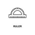 protractor icon. Element of measuring instruments icon with name for mobile concept and web apps. Thin line protractor icon can be Royalty Free Stock Photo