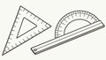 Protractor and Ruler, Geometry Tools, Measurement, vector design Generative AI Royalty Free Stock Photo