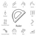 Protractor ruler icon. Simple element illustration. Protractor ruler symbol design from Construction collection set. Can be used f Royalty Free Stock Photo