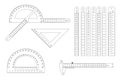 protractor, ruler straight and angular, vernier caliper outline set. Royalty Free Stock Photo