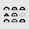 protractor silhouette 6 variations different styles and angles black vector on white background Royalty Free Stock Photo