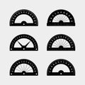 protractor silhouette 6 variations different styles and angles black vector on white background Royalty Free Stock Photo