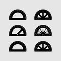 protractor silhouette 6 variations different styles and angles black vector on white background Royalty Free Stock Photo