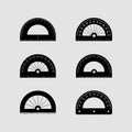 protractor silhouette 6 variations different styles and angles black vector on white background Royalty Free Stock Photo