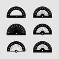 protractor silhouette 6 variations different styles and angles black vector on white background Royalty Free Stock Photo