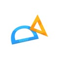 Protractor and triangular ruler cartoon vector Illustration