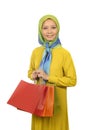 Protrait of young modern moslem woman shopping