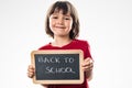 Proud beautiful preschool girl enjoying about fun back to school Royalty Free Stock Photo