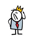 Proud boss businessman with golden crown on his head point with finger.