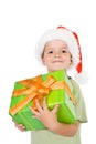 Proud boy with christmas present Royalty Free Stock Photo