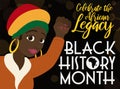 Proud Brunette Woman Promoting African Legacy during Black History Month Vector Illustration