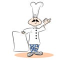 A proud cartoon chef