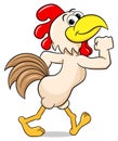 Proud cartoon chicken struts