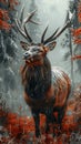 Proud Deer in a Winter Wonderland: A Striking Portrait of a Maje