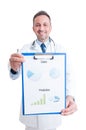 Proud doctor showing medical charts Royalty Free Stock Photo