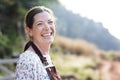 Proud farmer at her countryside home