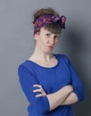 Proud grumpy woman disagreeing and acting vexed with arms folded Royalty Free Stock Photo