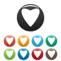 Proud heart icons set color